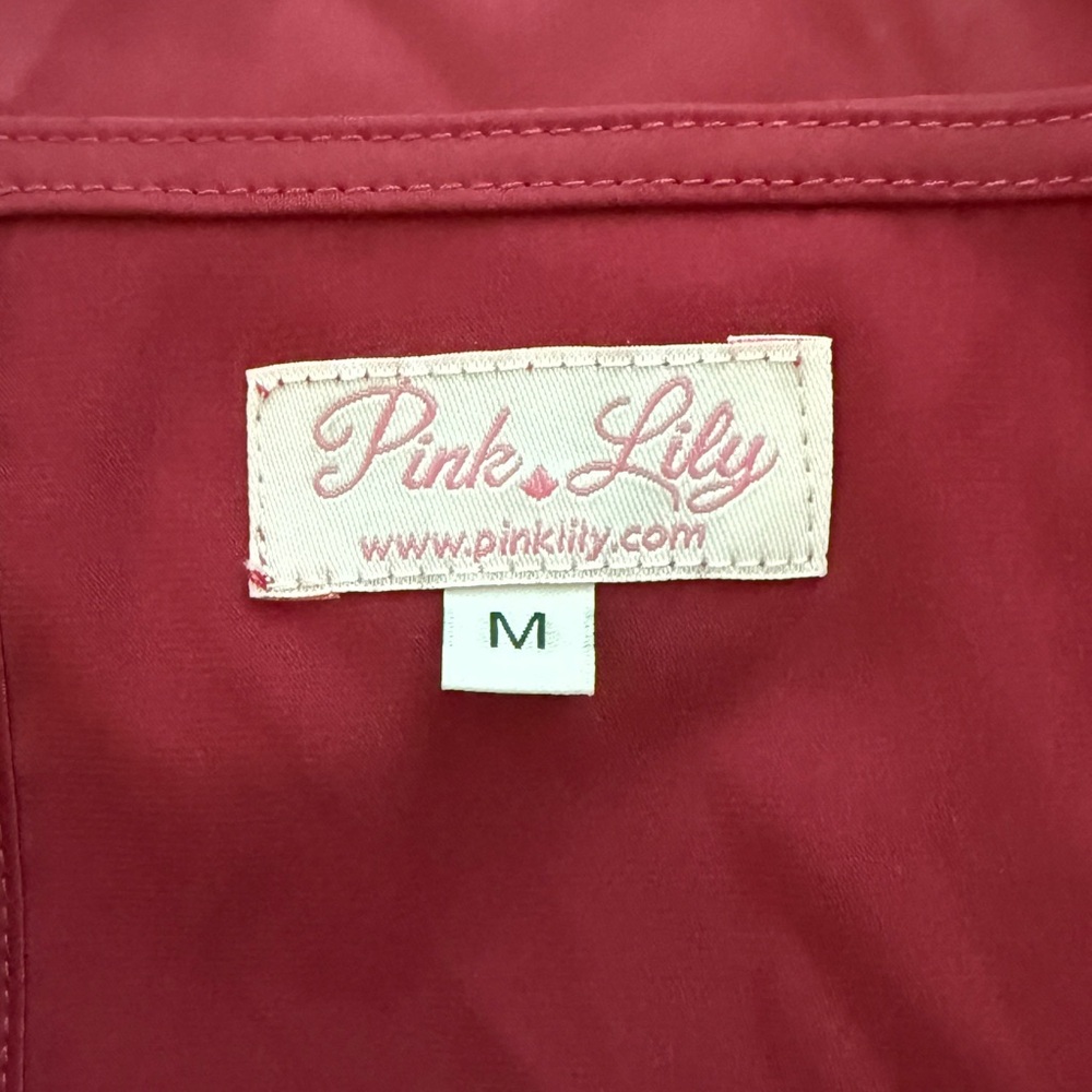 Burgundy‎ Silky Racerback Camisole with Lace Trim by Pink Lily - Picture 3 of 4